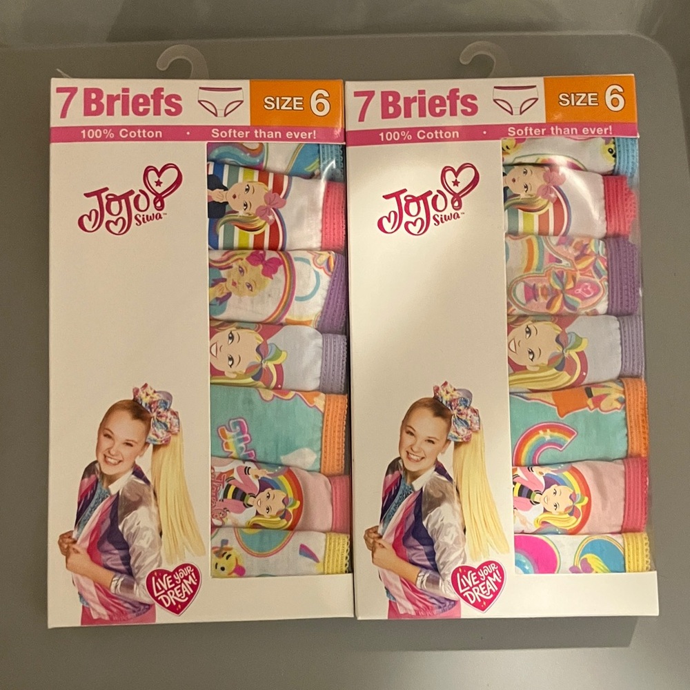 JoJo Siwa Colorful Girls' Briefs Set (2 packs) 14 underwear total size 6